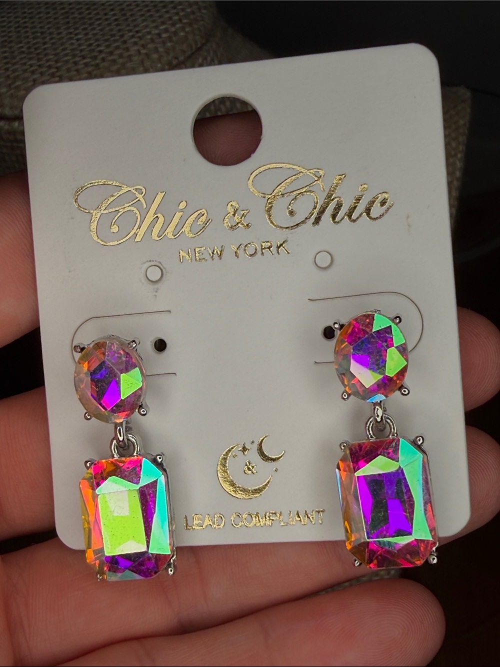New York AB Iridescent Drop Earrings